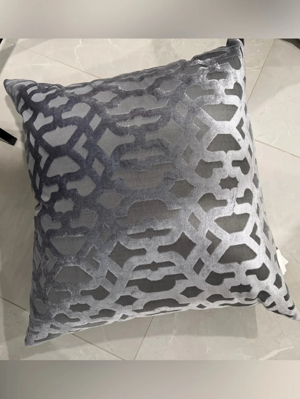 4 Decorative 24 Inch Velvet Geometric Throw Pillow - Gray